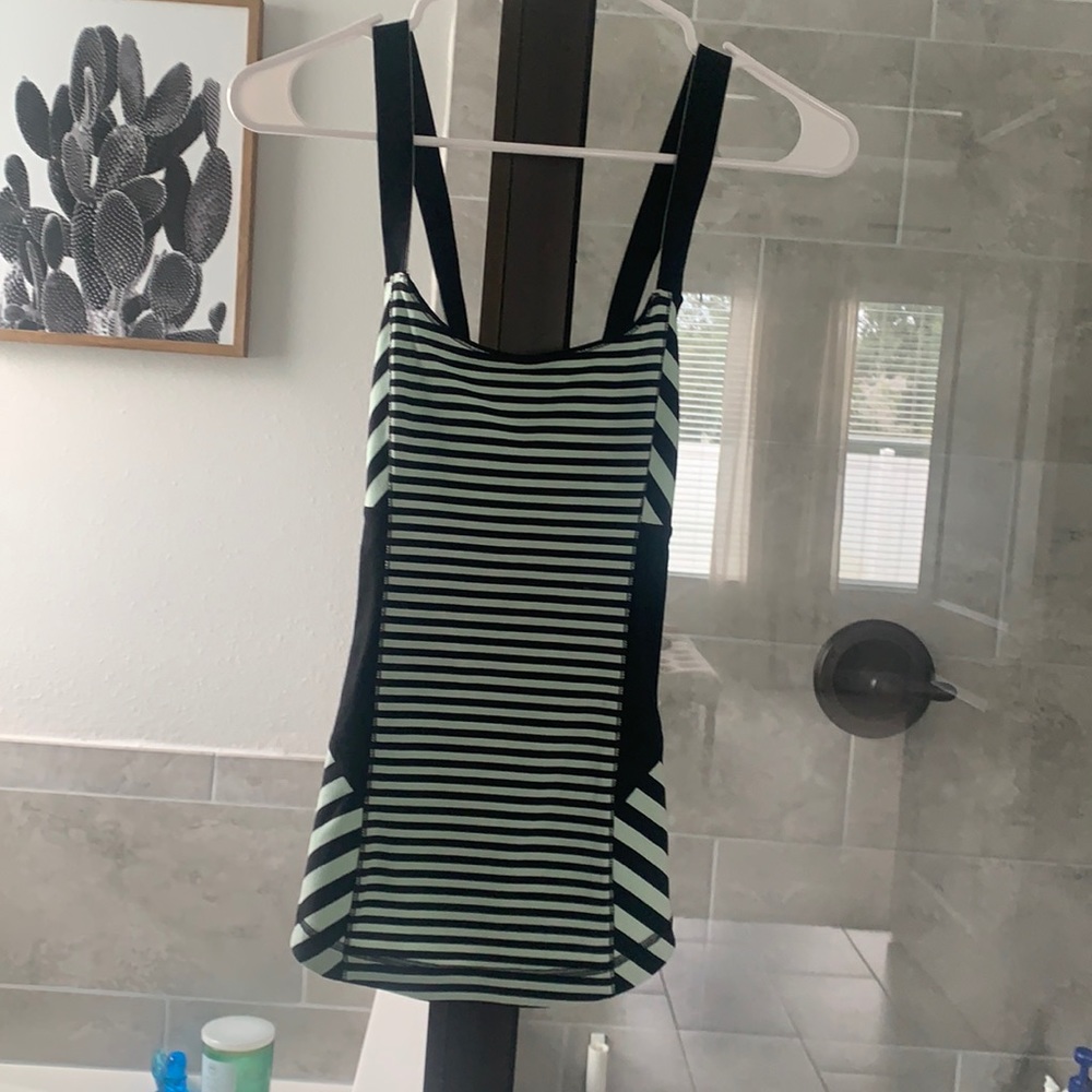 Lululemon mint and black striped top